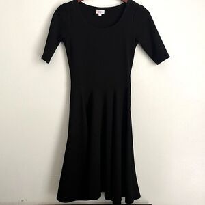 LuLaRoe Amelia Black Midi Dress Goth Classic Little Black Dress